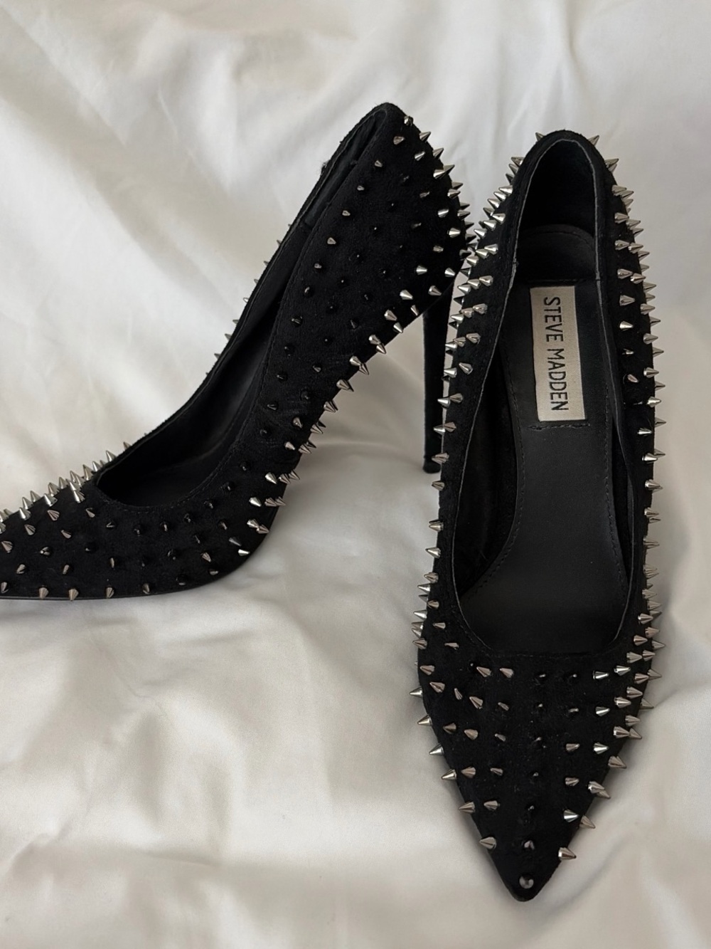 Steve Madden Black Stud-Spiked Pointed Stiletto Pumps